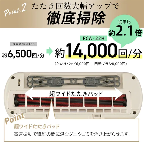 アイリスオーヤマ　FCA-22H　たたきパッド+回転ブラシ